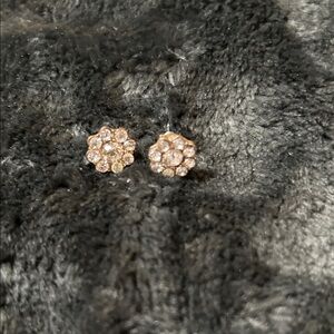Gold-Tone Crystal Floral Stud Earrings - Women Jewelry